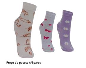 Meia Centopé Infantil Feminina Algodão Soquete Sortida(c/3)