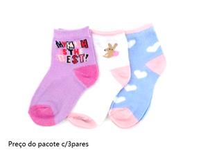 Meia Kidssocks Infantil Feminina Algodão Sortida (c/3)