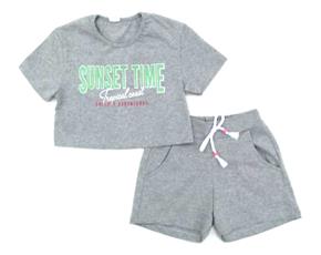 Conjunto Jeitodoce Inf Fem M/c Malha Cropped Short
