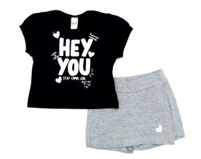 Conjunto Jeitodoce Inf Fem M/c Malha Short-saia