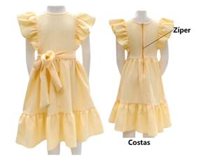 Vestido Nilvitex Inf M/c Poli Trabalhado