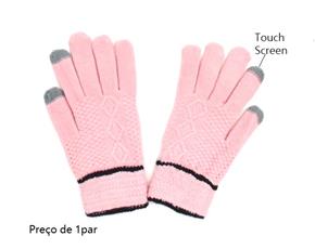 Luva Center Ad Fem Lã/acril Trabalhada Touch Scree