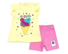 Conjunto Viston Bebe Fem M/c Mga Jap Malha Bermuda