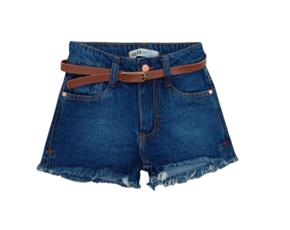 Short Gilas Infantil Feminina Jeans Cinto