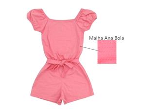 Macacão Trin Infantil Feminina Manga Curta Malha Ana Bola