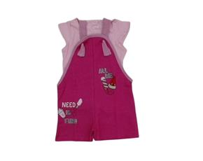 Jardineira Wilbertex Primeiros Passos Feminina Manga Curta Moletinho 2p