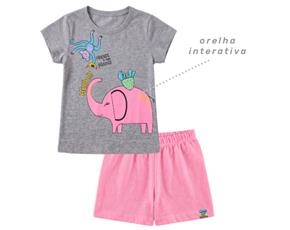 Conjunto Pegalegal Bebe Feminino Manga Curta Malha Short