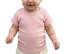 Blusa Pimentinha Bebe Feminina Manga Curta Malha Canelada