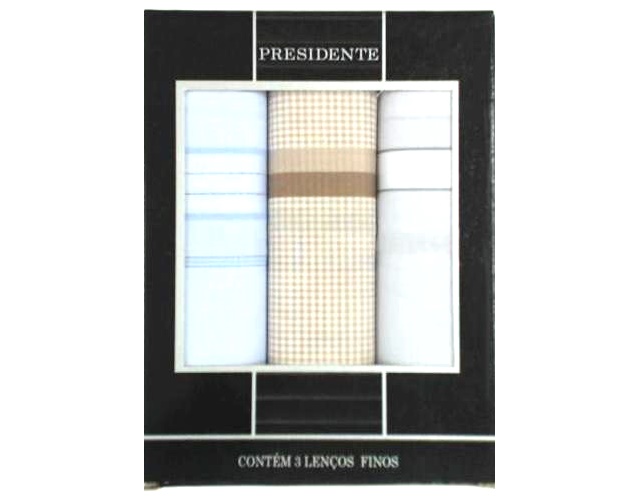 Lenço Presid Masc Alg 41x41cm Finos Alg (cx C/3)