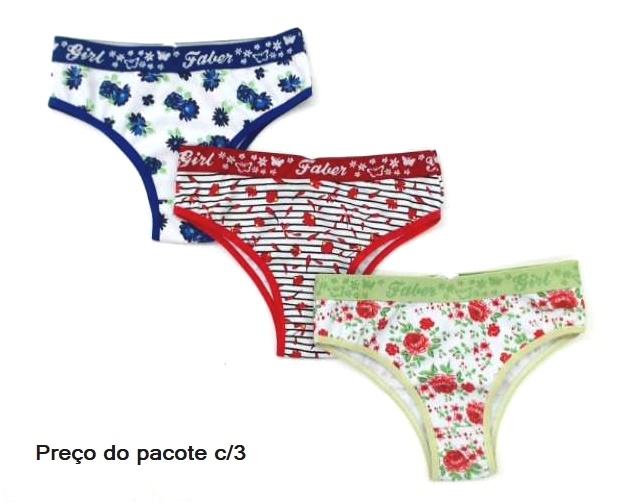 Calcinha Faber Juv Cotton Estamp (c/3)