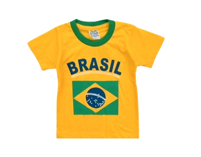 Camiseta Otan Primeiros Passos Manga Curta Malha Brasil Amarela