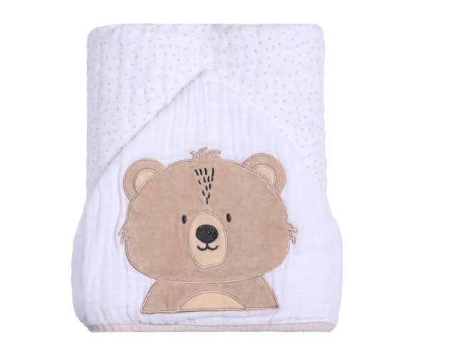 Toalha-banho Papi Bebe Unissex Forrada Capuz