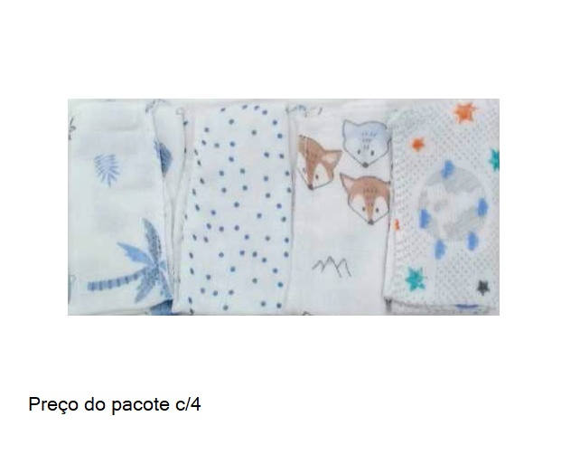 Toalha-boca Karinho Bebe Alg Sortida (c/4)