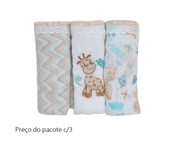 Fralda Minasrey Bebe Unissex Algodão C/bainha (c/3)