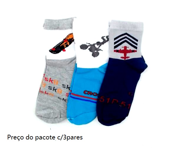 Meia Byfiapo Inf Masc Alg Soquete (c/3)