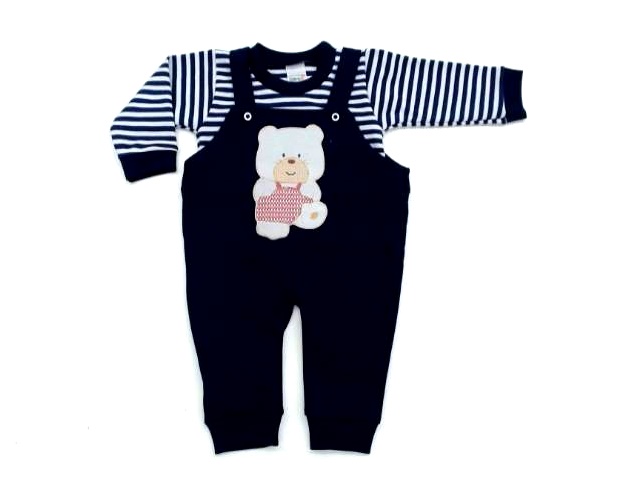 Jardineira Romila Bebe Masc M/l Suedine 2pçs