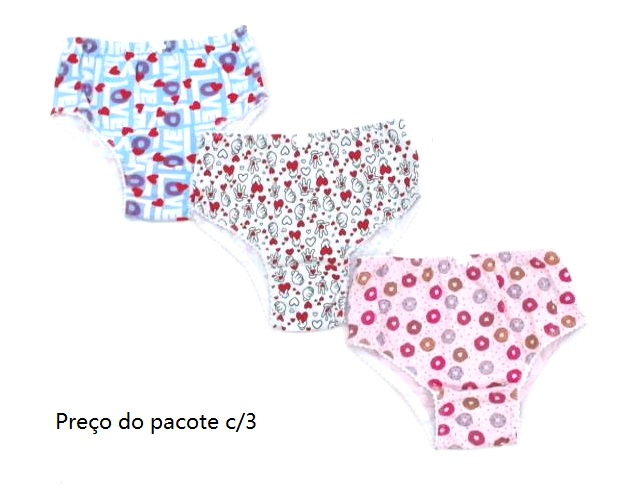 Calcinha Catsgirl Juv Cotton Estamp (c/3)