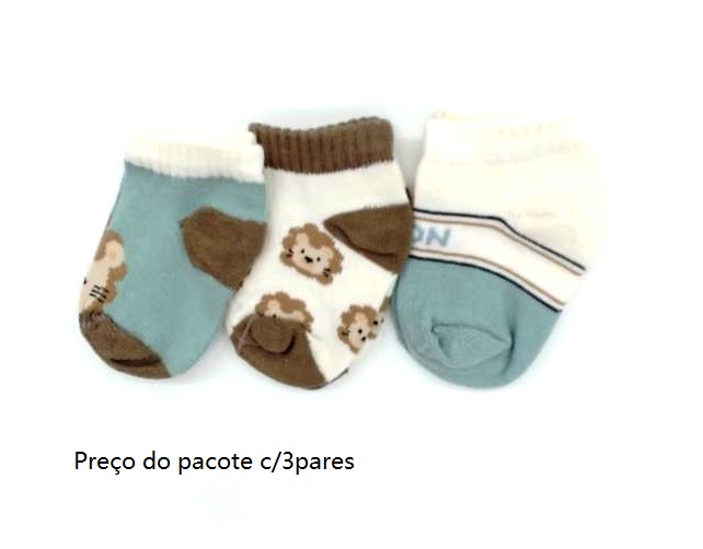 Meia Selene Bebe Masc Alg Recém-nascido (c/3)