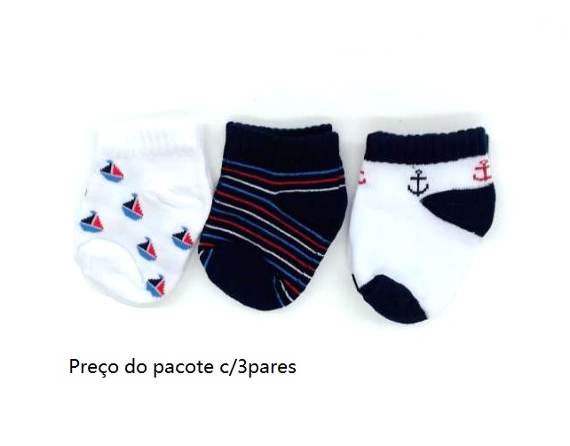 Meia Selene Bebe Masc Alg Recém-nascido (c/3)