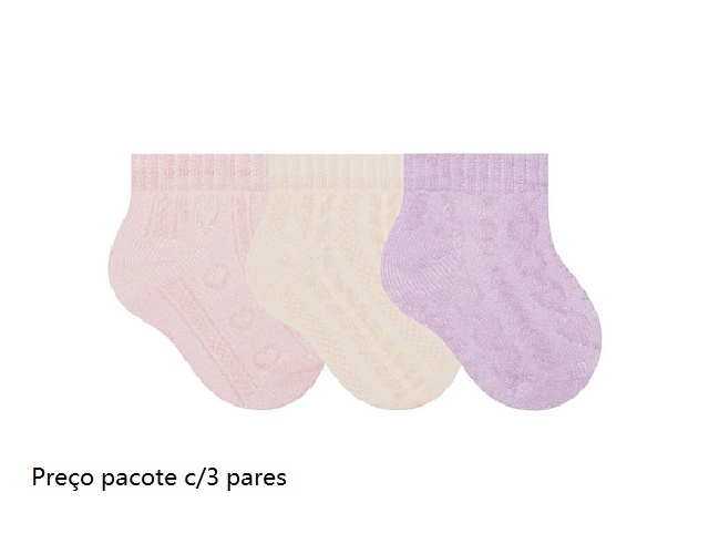 Meia Selene Bebe Fem Alg Recém-nascido (c/3)