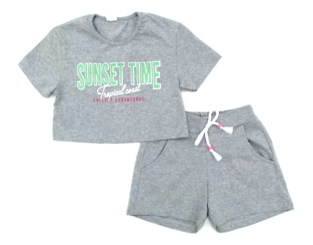 Conjunto Jeitodoce Inf Fem M/c Malha Cropped Short
