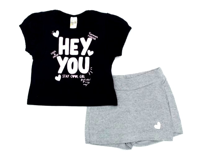 Conjunto Jeitodoce Inf Fem M/c Malha Short-saia