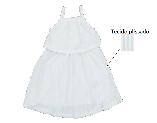Vestido Ninafashion Primeiros Passos Alça Poliéster Plissa