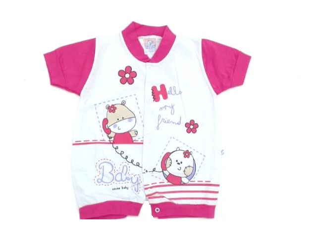 Macacão Sevenbaby Bebe Feminino Manga Curta Malha