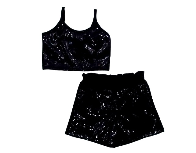 Conjunto Rose Juv Fem Alça Poli Paetê Short