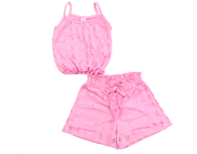 Conjunto Rose Juv Fem Alça Poli Lese Cropped