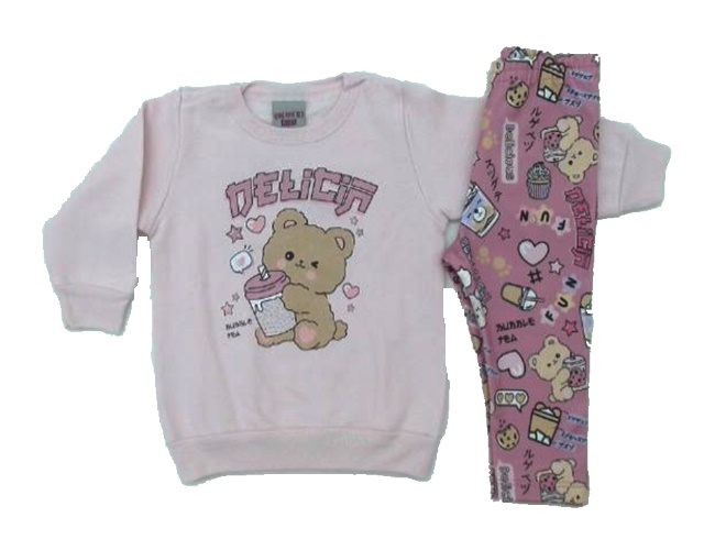 Conjunto Pk Bebe Fem Mol Legging Flanelada