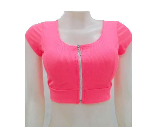 Blusa Armando Ad Fem M/c Poli Canel Cropped Zíper