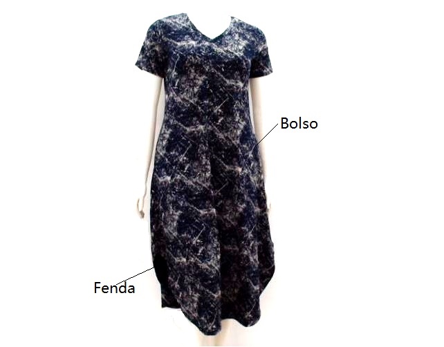Vestido Kaprice Ad Exg M/c Viscol Fenda 2bolsos