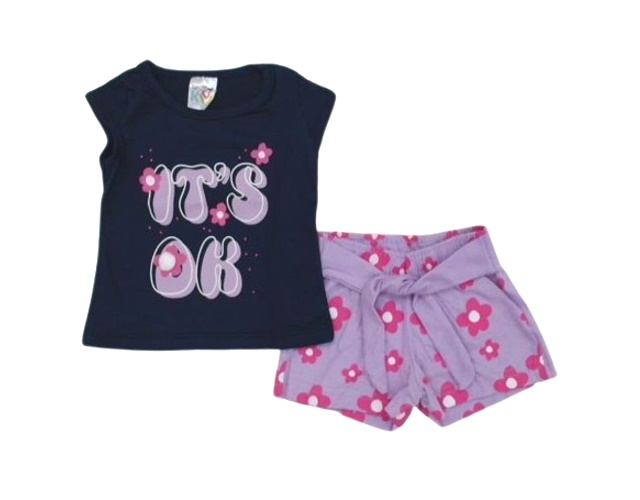 Conjunto Taita Primeiros Passos  Manga japonesa Malha Short