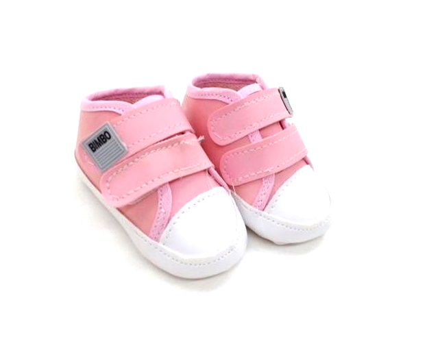 Tênis Bimbo Bebe Fem Courino Velcro Rosa