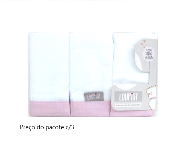 Toalha-boca Loupiot Bebe Fem Alg 32x32cm(c/3)