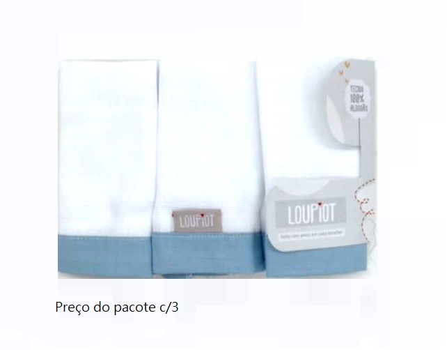 Toalha-boca Loupiot Bebe Masc Alg 32x32cm(c/3)
