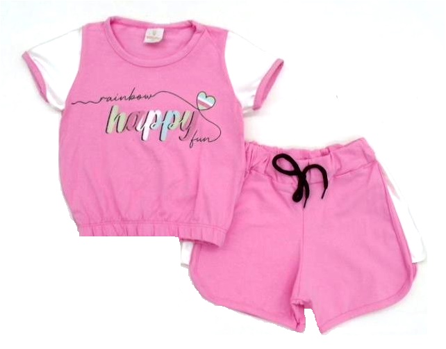Conjunto Viston Inf Fem M/c Cotton Cropped Short