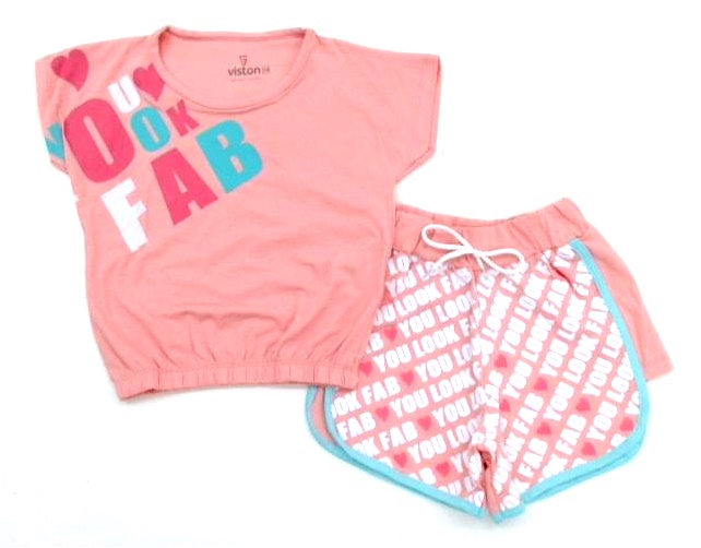Conjunto Viston Juv Fem Mga Jap Cotton Cropped Sho