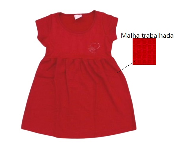 Vestido Wilbertex Primeiros Passos Manga Curta Malha Trabalhada