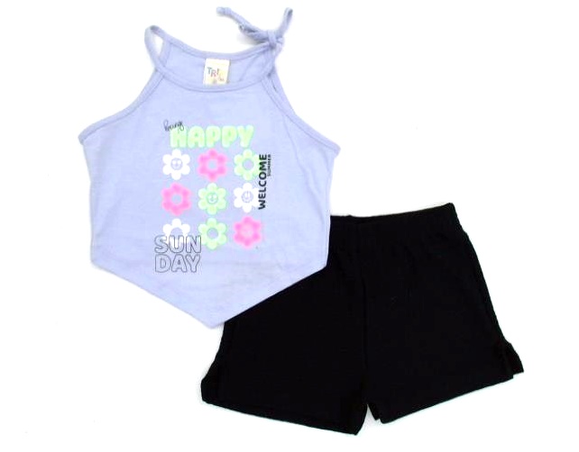 Conjunto Trin Inf Fem Alça Malha Cropped Short