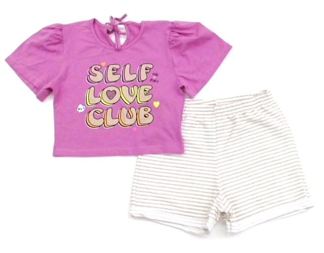 Conjunto Minhaflor Juv Fem M/c Cotton Cropped Shor