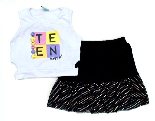 Conjunto Minhaflor Juv Fem Reg Cotton Cropped Saia