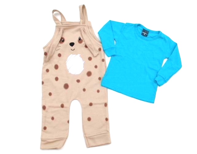 Jardineira Viston Bebe Masc M/l Moletinho 2pçs