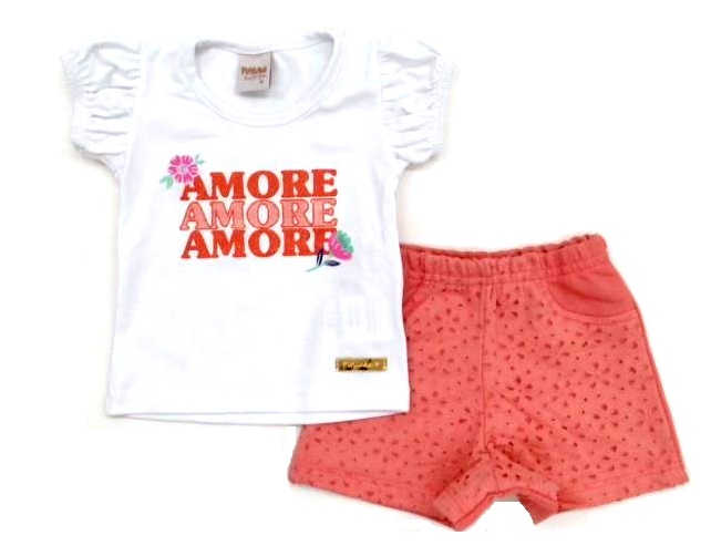 Conjunto Pitiluka Bebe Fem M/c Cotton Short