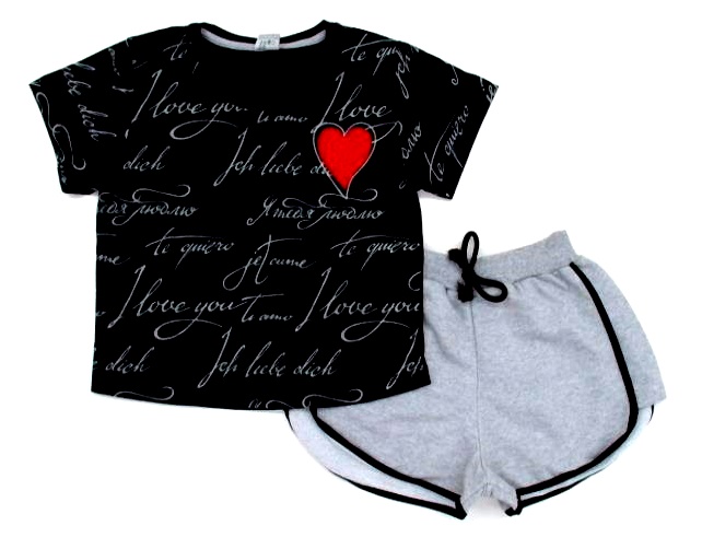 Conjunto Pitiluka Juvenil Feminina Manga Curta Malha Short