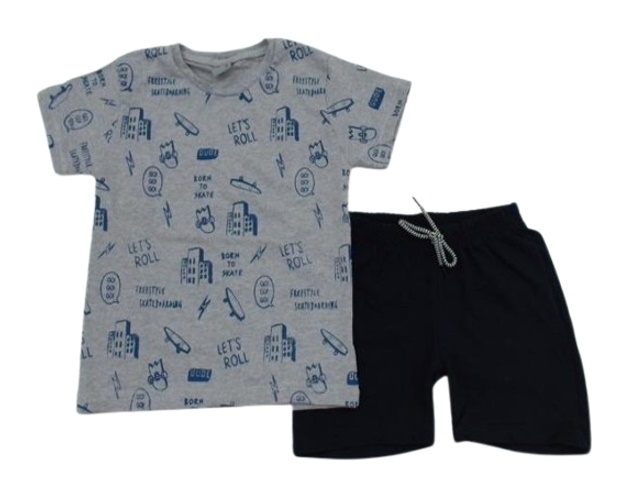 Conjunto Carammelo Infantil Masculino Manga Curta Malha