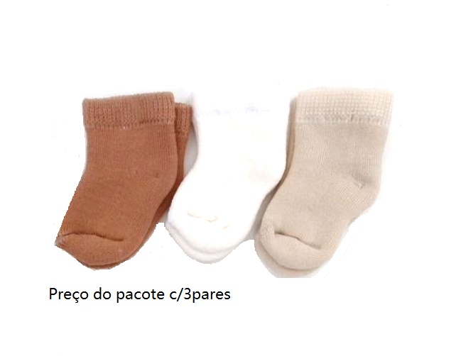 Meia Duck Bebe Neutro Malha Atoalhada (c/3)