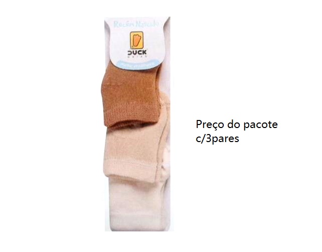 Meia Duck Bebe Neutro Malha Atoalhada (c/3)