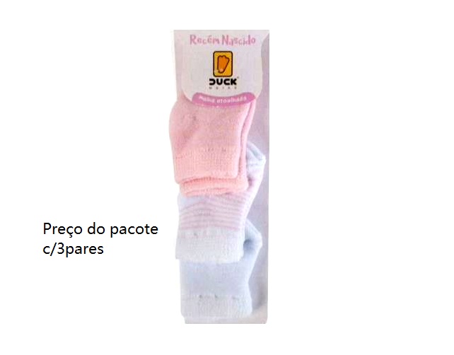 Meia Duck Bebe Fem Malha Atoalhada (c/3)